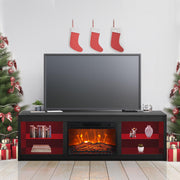 Modern 66" LED TV Stand with 23" Electric Fireplace for Living Room