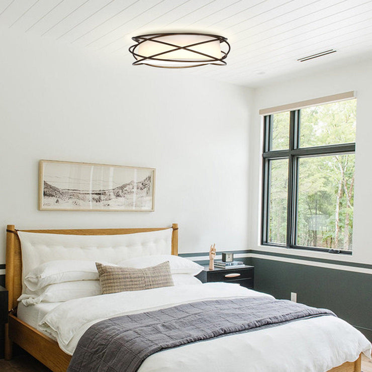 20" Modern Brown LED Flush Mount Ceiling Light