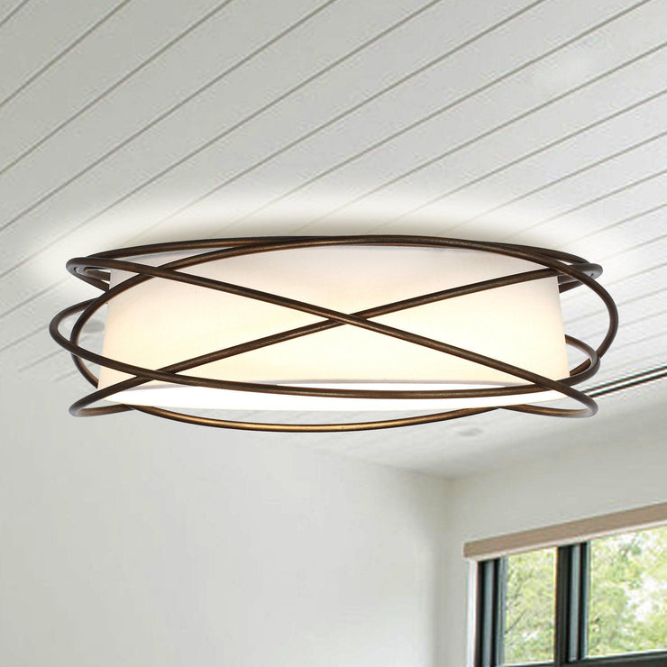 20" Modern Brown LED Flush Mount Ceiling Light