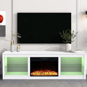 Modern 66" LED TV Stand with 23" Electric Fireplace for Living Room