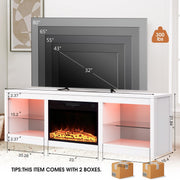 Modern 66" LED TV Stand with 23" Electric Fireplace for Living Room
