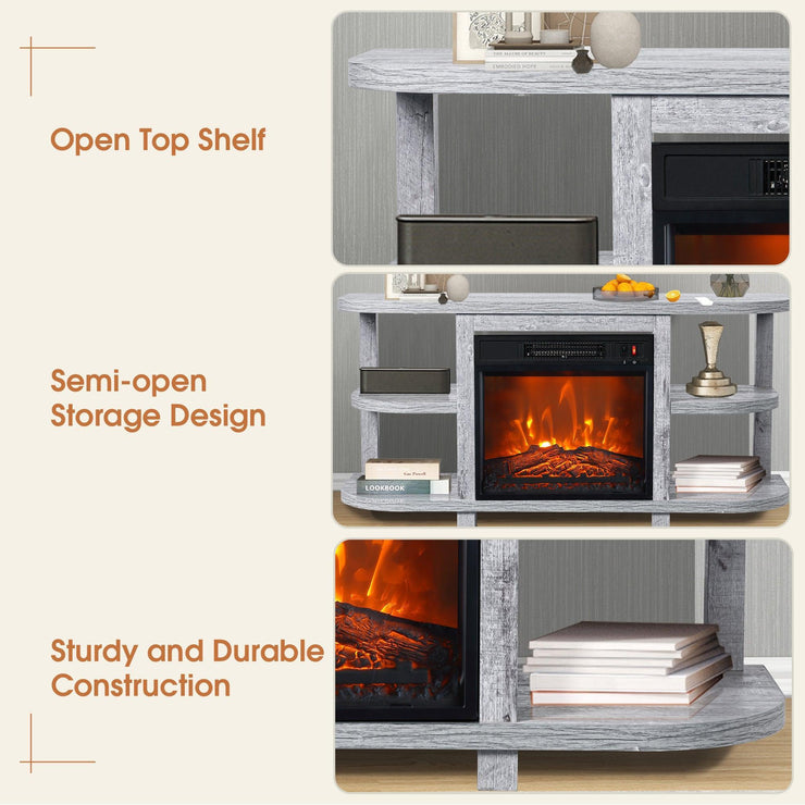 Decorative Modern 48" TV Stand with 18" Insert Electric Fireplace