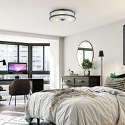 Modern 16 Inch 3-Light Black Flush Mount Ceiling Light