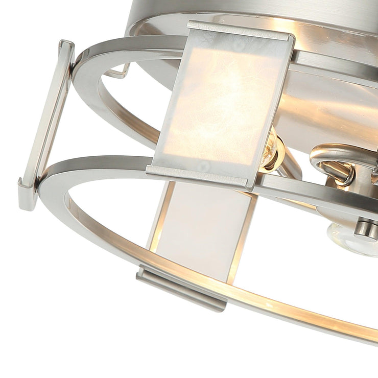 Industrial 15 Inch Satin Nickel 3-Light Flush Mount Ceiling Light