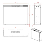 Black Electric Fireplace Heater Insert with Overheating Protection and Remote Control