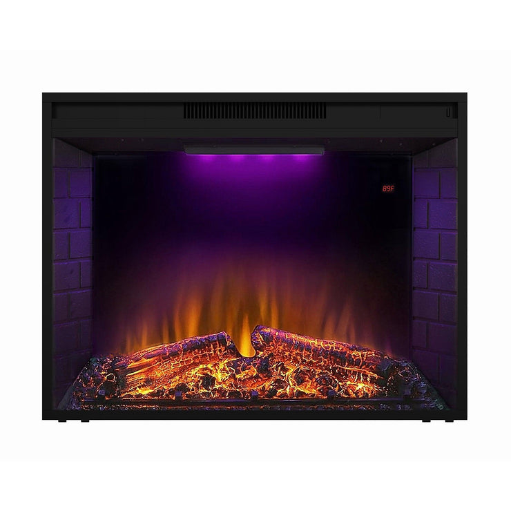 Black Electric Fireplace Heater Insert with Overheating Protection and Remote Control
