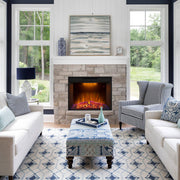 Black Electric Fireplace Heater Insert with Overheating Protection and Remote Control