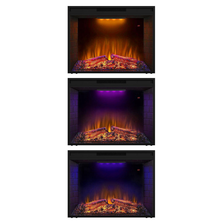 Black Electric Fireplace Heater Insert with Overheating Protection and Remote Control
