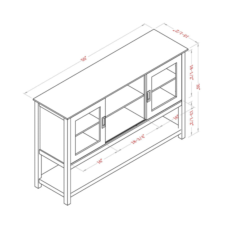 Gray MDF Console Cabinet with Sliding Door