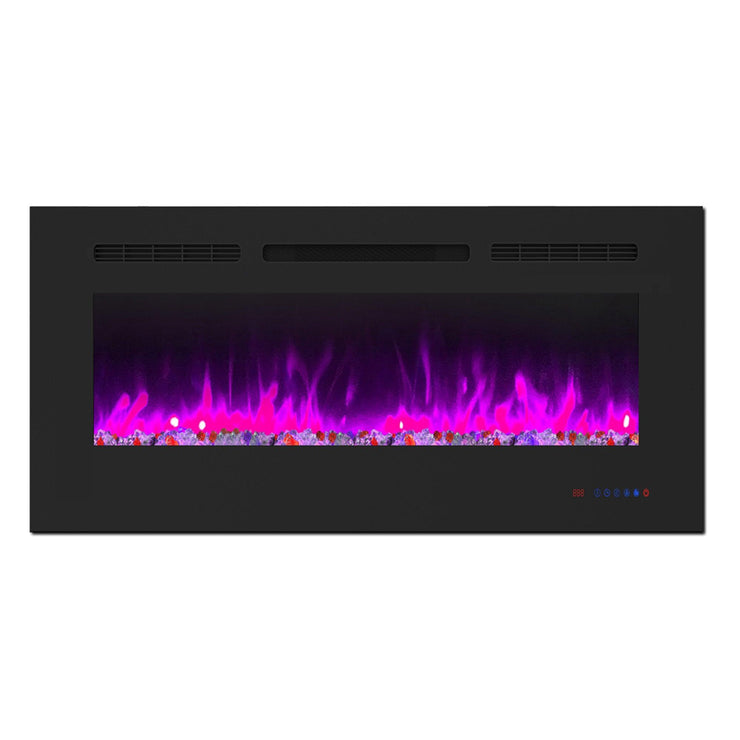 Wall Electric Fireplace with Remote Control and Touch Screen in 13 Flame Colors and Base Lights