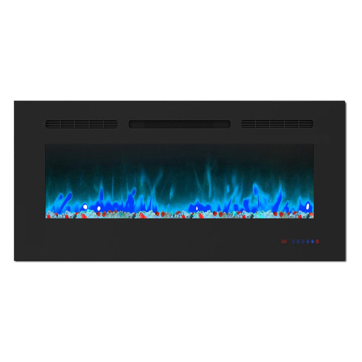 Wall Electric Fireplace with Remote Control and Touch Screen in 13 Flame Colors and Base Lights