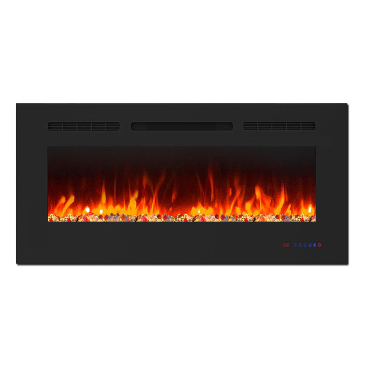Wall Electric Fireplace with Remote Control and Touch Screen in 13 Flame Colors and Base Lights