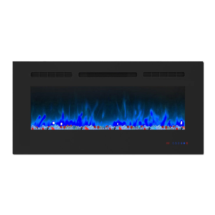 Wall Electric Fireplace with Remote Control and Touch Screen in 13 Flame Colors and Base Lights