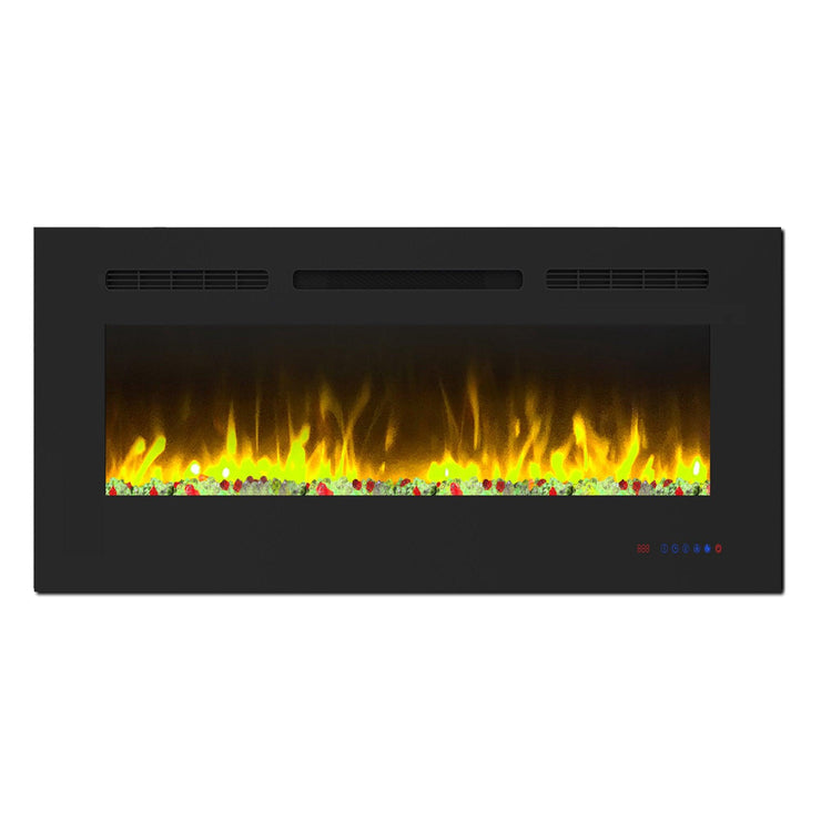 Wall Electric Fireplace with Remote Control and Touch Screen in 13 Flame Colors and Base Lights