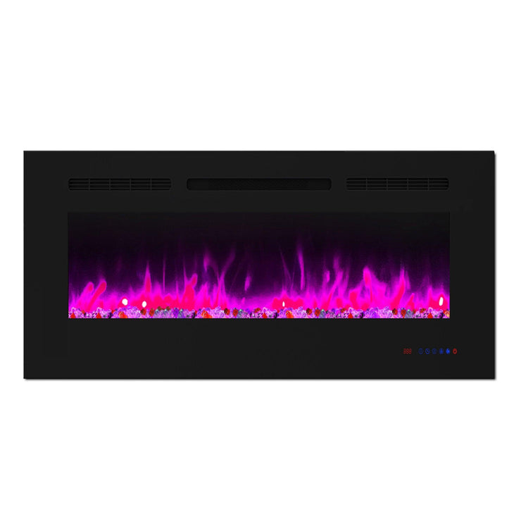 Wall Electric Fireplace with Remote Control and Touch Screen in 13 Flame Colors and Base Lights