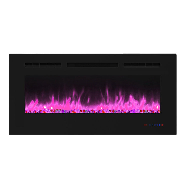 Wall Electric Fireplace with Remote Control and Touch Screen in 13 Flame Colors and Base Lights
