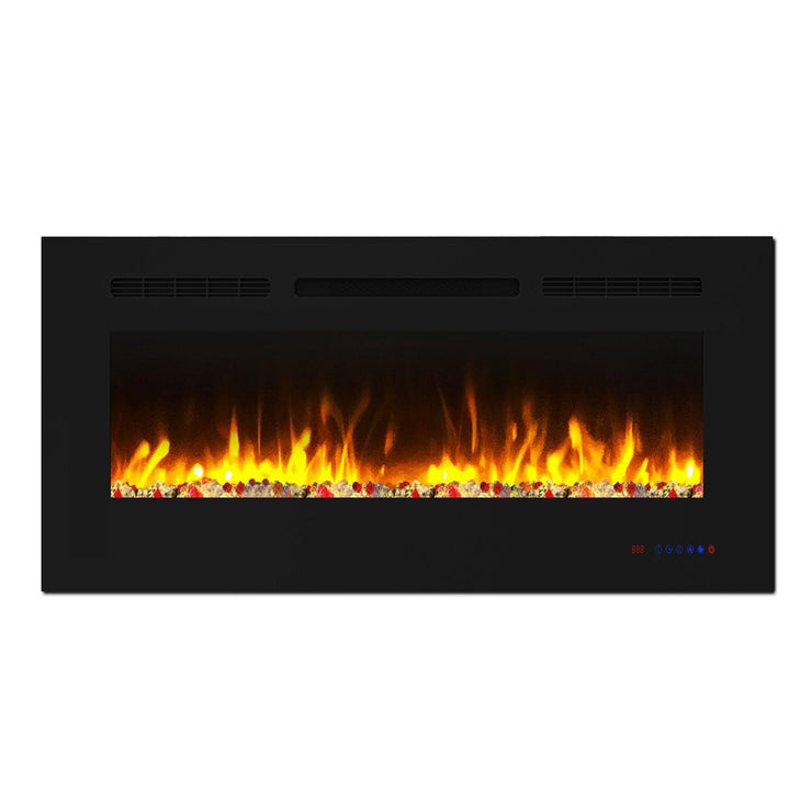 Wall Electric Fireplace with Remote Control and Touch Screen in 13 Flame Colors and Base Lights