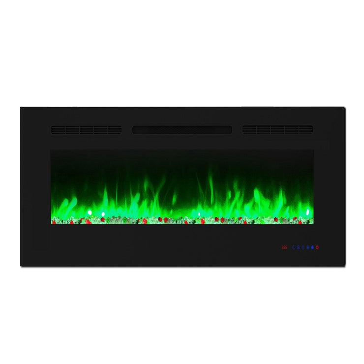 Wall Electric Fireplace with Remote Control and Touch Screen in 13 Flame Colors and Base Lights