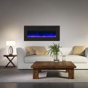 Wall Electric Fireplace with Remote Control and Touch Screen in 13 Flame Colors and Base Lights