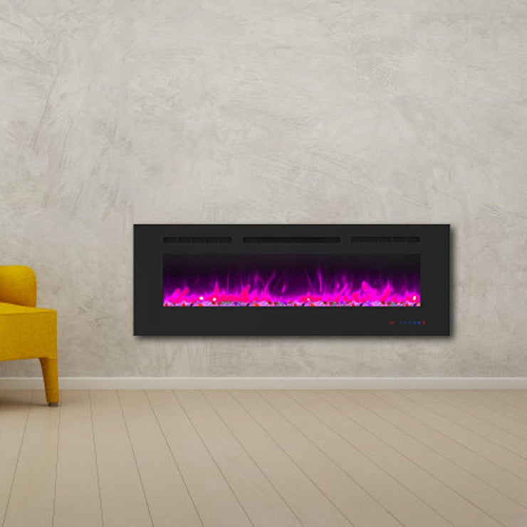 Wall Electric Fireplace with Remote Control and Touch Screen in 13 Flame Colors and Base Lights