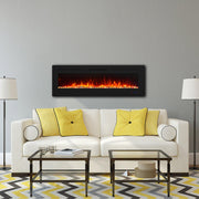 Wall Electric Fireplace with Remote Control and Touch Screen in 13 Flame Colors and Base Lights