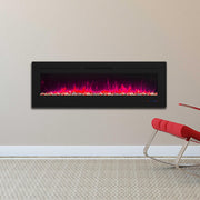 Wall Electric Fireplace with Remote Control and Touch Screen in 13 Flame Colors and Base Lights