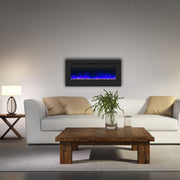 Wall Electric Fireplace with Remote Control and Touch Screen in 13 Flame Colors and Base Lights