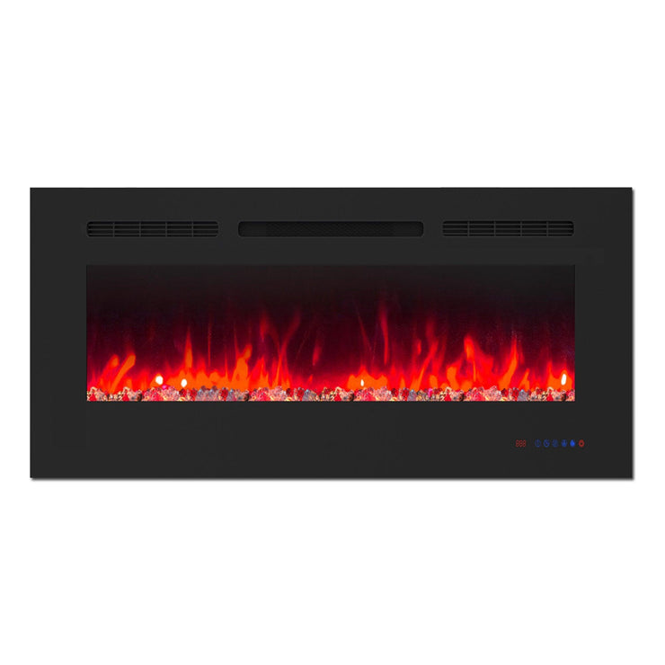 Wall Electric Fireplace with Remote Control and Touch Screen in 13 Flame Colors and Base Lights