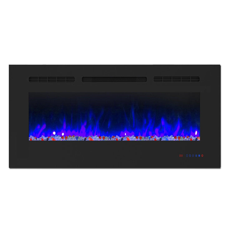 Wall Electric Fireplace with Remote Control and Touch Screen in 13 Flame Colors and Base Lights
