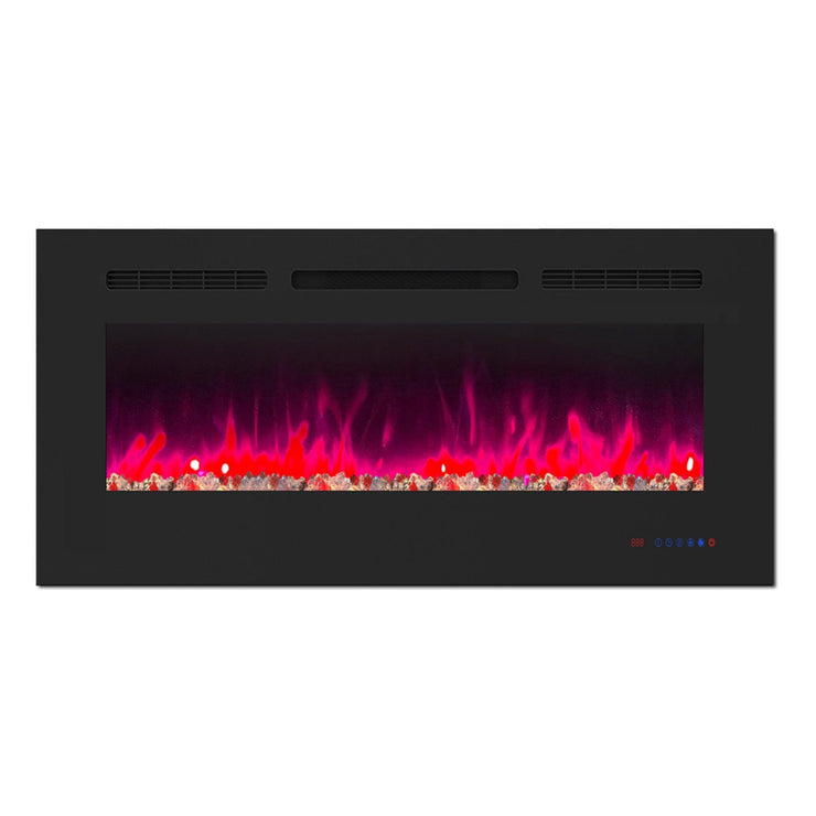 Wall Electric Fireplace with Remote Control and Touch Screen in 13 Flame Colors and Base Lights